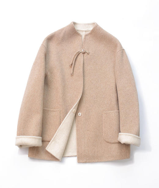 新款新中式拼色双面羊毛外套 商品图6