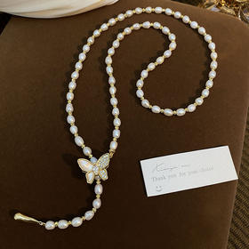 雀说 55cm长款4-5mm天然淡水珍珠项链气质蝴蝶款高级感精致百搭毛衣链