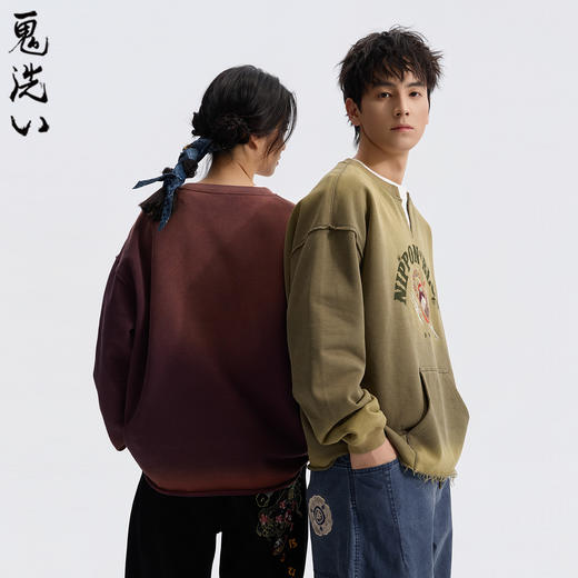 ONIARAI/鬼洗26春季棒系列闪电兔精灵洗旧V领套头卫衣男女N240161 商品图2