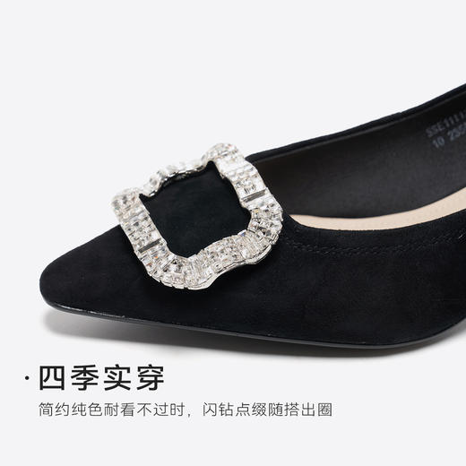 星期六26春新款质感绒面方钻猫跟鞋SSE1111242 商品图7