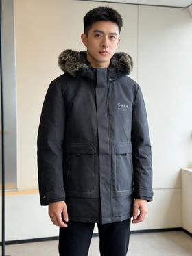 商场同步ROMON罗蒙男士狐狸毛领派克羽绒服