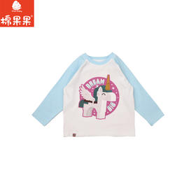 棉果果× LEGO女童春秋季打底衫插肩氨棉汗布纯棉长袖T恤L122140226173