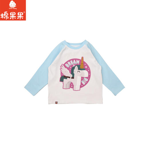 棉果果× LEGO女童春秋季打底衫插肩氨棉汗布纯棉长袖T恤L122140226173 商品图0