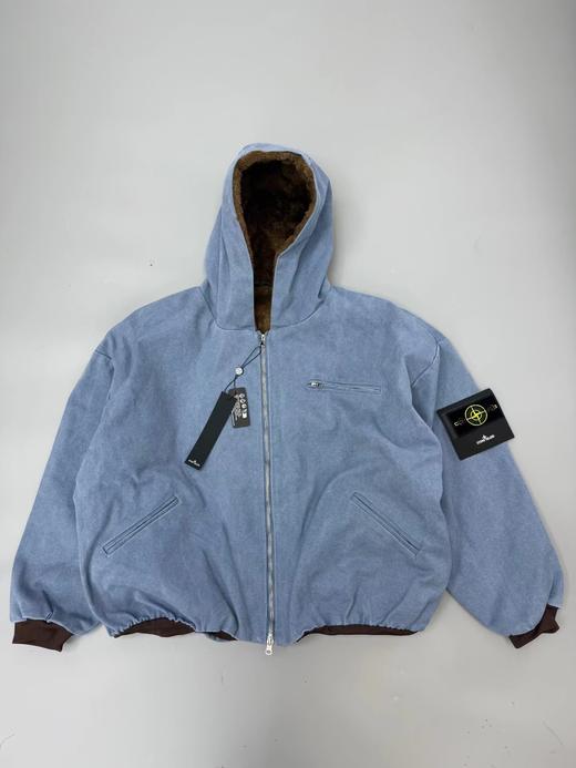 F010434冬季水洗做旧座山雕情侣款款连帽棉服外套 商品图3