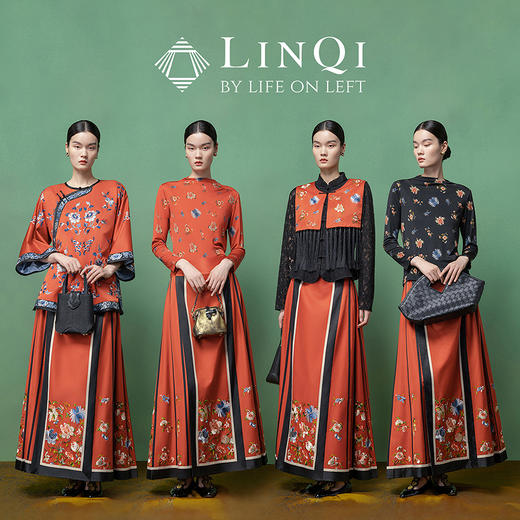 【林栖设计小店】【现货】拍行古董复现|丝棉缎砖红色绣花新中式改良马面裙1961101 商品图7