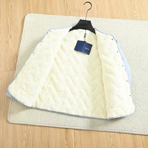 F010437三角铁标加绒暗扣开衫外套圆领北极绒开衫 商品图8