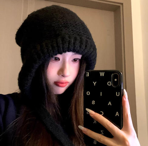 【一帽两用❗️巴拉克拉法帽子】保暖御寒，显脸小，柔软舒适，软糯亲肤！赫本风绑带堆堆帽女冬季保暖圣诞红毛线帽本命年新年马年 商品图2