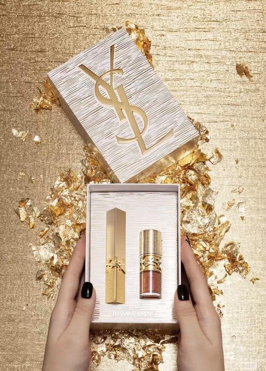 【318活动款】YSL圣罗兰奢金节日限定口红正装 套装小金条1936 2.2g +唇膏唇冻12  6ml 商品图8