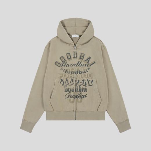 GOODBAI 新款黑白组合logo个性休闲宽松连帽拉链卫衣外套男女同款 商品图1