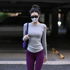 Beemen秋冬裸感小轻闲长袖瑜伽服 7A 级抗菌  裸感高弹健身跑步训练长袖