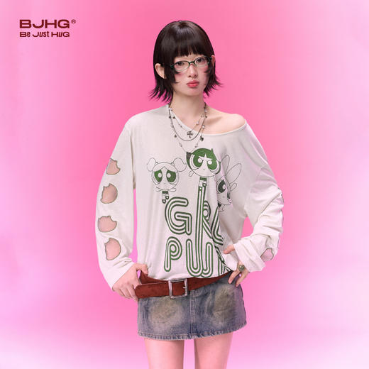 【飞天小女警联名】BJHG不计后果长袖T恤女春薄款美式打底衫内搭 商品图3