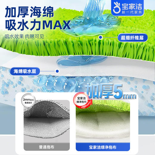 宝家洁XP02铝板加大面板喷雾拖360度无死角清洁地面平板拖把 商品图3