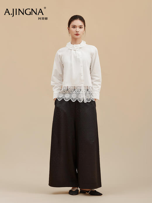 【oversize慵懒】阿菁娜冬季新款法式蕾丝衬衫oversize慵懒温柔氛围感F30D209003 商品图0