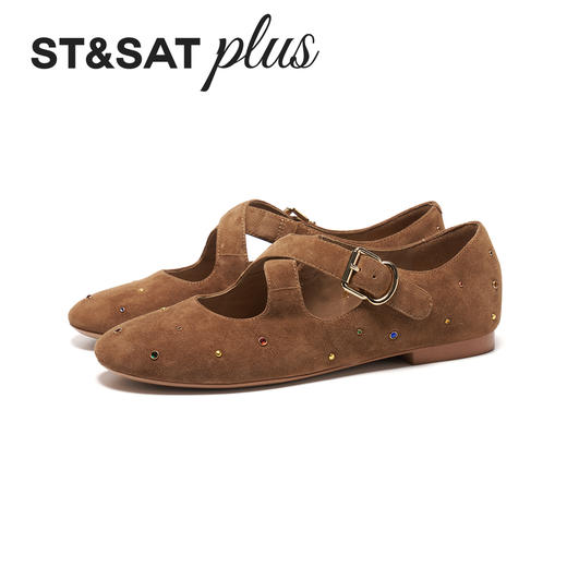 星期六26春新款复古绒面彩钉玛丽珍鞋SSE1111117 商品图9