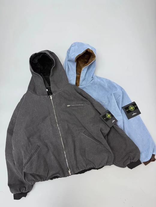 F010434冬季水洗做旧座山雕情侣款款连帽棉服外套 商品图0