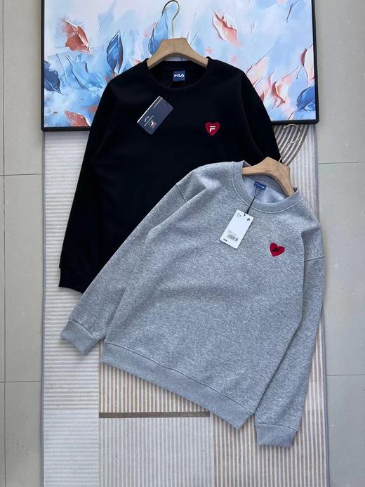 F010438秋冬款加绒加厚保暖爱心刺绣后背大印花圆领卫衣 商品图0