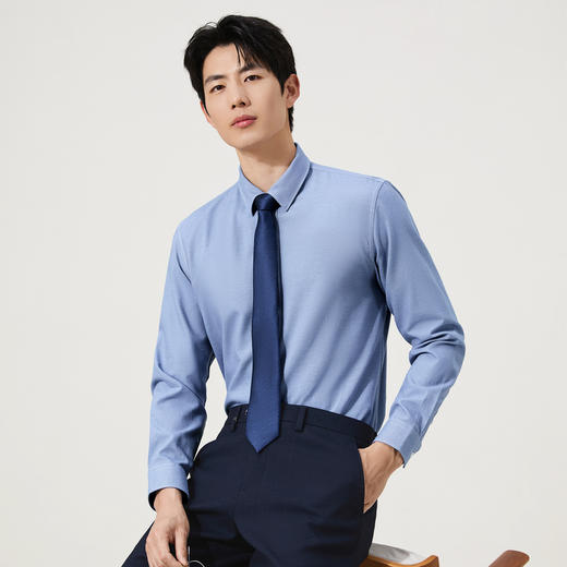 【牛津纺衬衫】柒牌男装长袖衬衫2025秋季新款百搭商务翻领衬衣男129A70680 商品图1