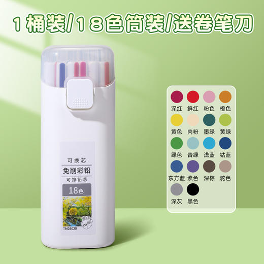 【免削可换按动自动彩铅！买就送一体式卷笔刀】免削可换芯彩色按动自动铅笔 可擦油性彩铅 儿童画画学生素描美术笔 商品图6