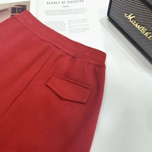 F010407冬季新款加绒加厚拉腿显瘦红色羊毛阔腿裤 商品图3