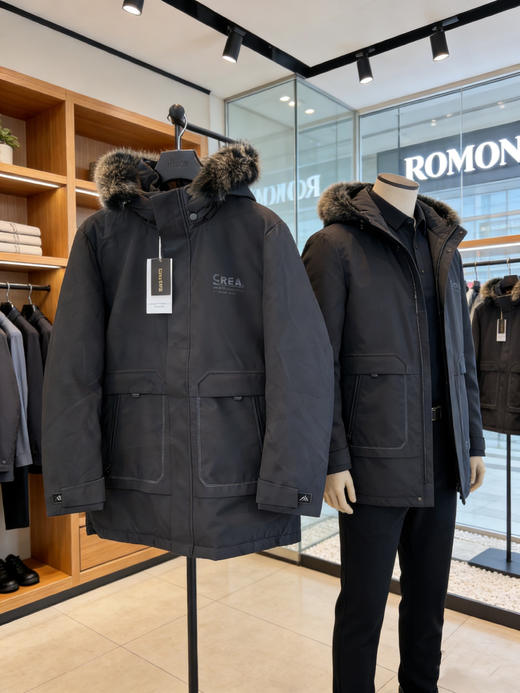 商场同步ROMON罗蒙男士狐狸毛领派克羽绒服 商品图4