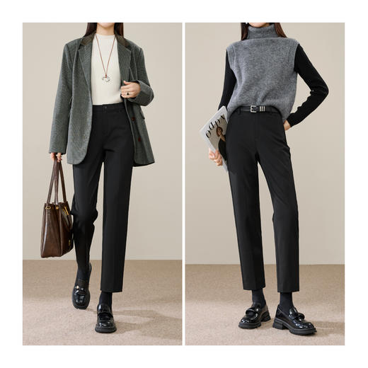 【两种裤长！薄绒直筒西裤】逸阳冬爆品高腰职业干练九分直筒版西装烟管裤子7001 商品图4