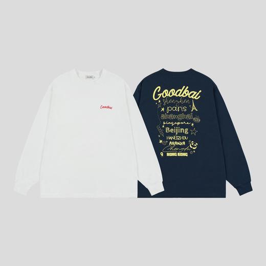 GOODBAI 新款oversize城市系列撞色印花圆领长袖T恤男女同款 商品图0