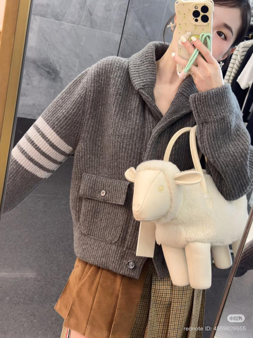 14-4 独家圆正 TB四条杠 专用羊毛混纺针织外套 我穿42 商品图8