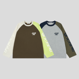 GOODBAI 新款oversize撞色休闲涂鸦圆领插肩袖长袖T恤男女同款