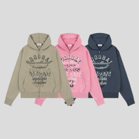 GOODBAI 新款黑白组合logo个性休闲宽松连帽拉链卫衣外套男女同款
