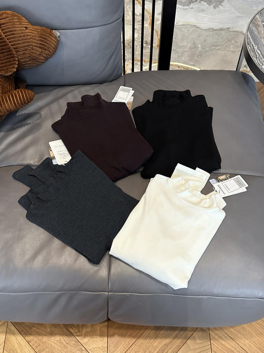 官网1299！内家半高领秋冬羊毛棉混纺柔弹长袖上衣云感烟管领修身显瘦保暖内衣打底衫女 商品图6