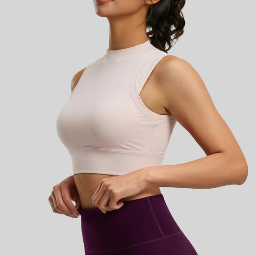 跃牌【瑜堂系列】2026新款小高领运动背心双面锦高弹防震聚拢固定杯瑜伽内衣JYJB026 商品图2