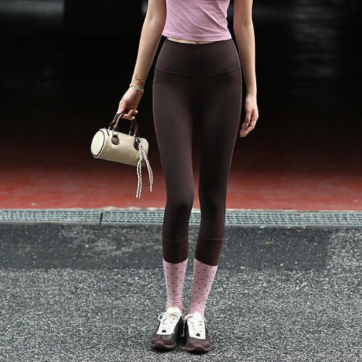 Beenem高腰裸感腰精瑜伽长裤  高士徕卡面料M 线翘臀高腰细腰 吸湿速干侧边带口袋运动紧身裤 商品图1