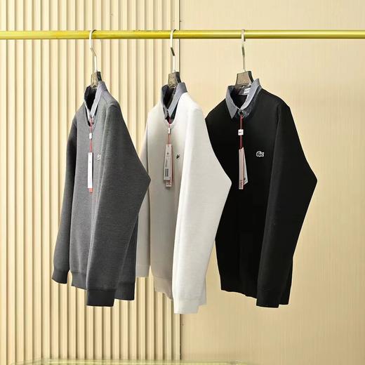 F010436男士25s冬季新款加绒加厚羊毛假两件衬衫领保暖毛衣 商品图1