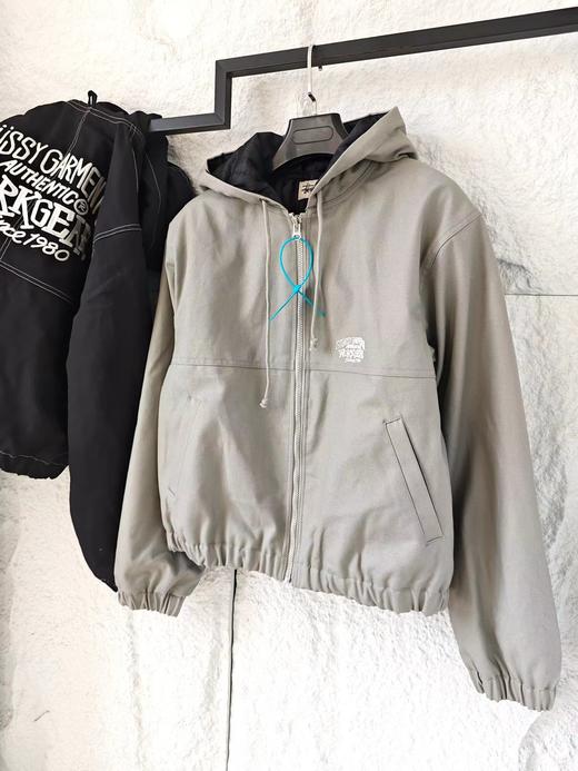 F010435刺绣字母口袋拉链连帽美式复古夹克棉外套 商品图1