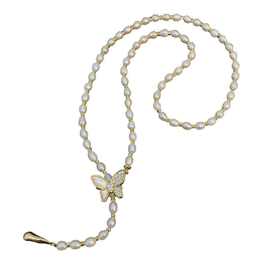 雀说 55cm长款4-5mm天然淡水珍珠项链气质蝴蝶款高级感精致百搭毛衣链 商品图4