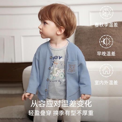 【宝宝服饰】嫚熙童装儿童华夫格针织衫男女童薄款宝宝开衫外套婴儿秋款上衣 商品图4