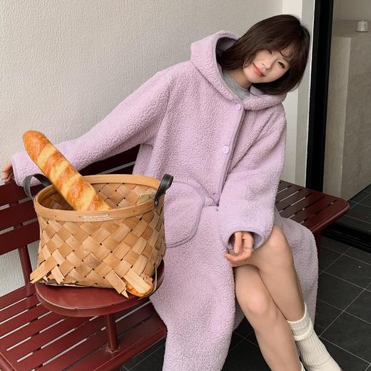 2025秋冬新款羊羔绒家居服大睡袍 带帽子宽松加厚保暖治愈系可外穿 商品图4