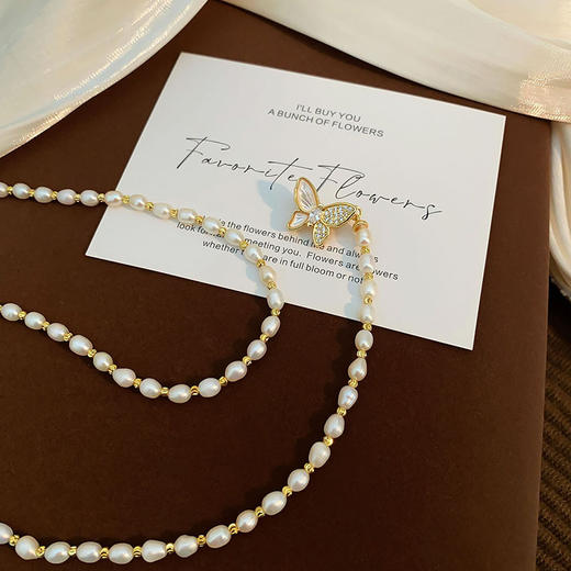 雀说 55cm长款4-5mm天然淡水珍珠项链气质蝴蝶款高级感精致百搭毛衣链 商品图1