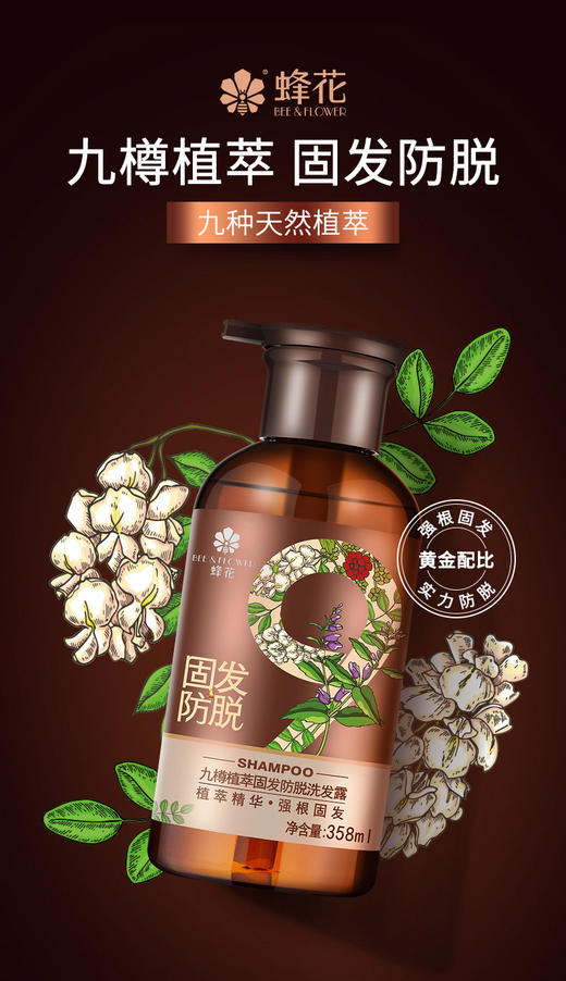 [透小蜜心选]【活动价 ¥ 59.9/2瓶】蜂花防脱洗发水九樽固发丰盈蓬松强韧防断发舒缓精华素洗发露 商品图0