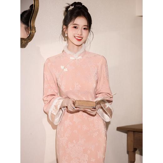 新中式改良旗袍加绒年轻款 优雅复古高级感国风旗袍8566 商品图4