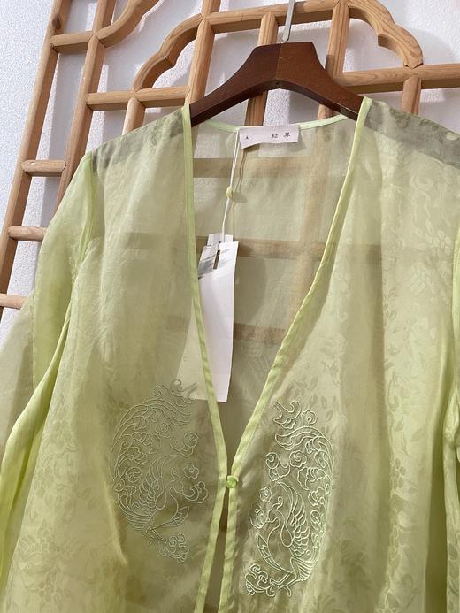 「断码清仓」精品新中式超仙100%桑蚕丝刺绣提花透视侧开叉开衫外套 XL码  ZFYY290 商品图1