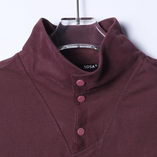 T5101SDSA男士秋冬新款痞帅男装简约纯色按扣立领长袖T恤百搭简约舒适 商品图2