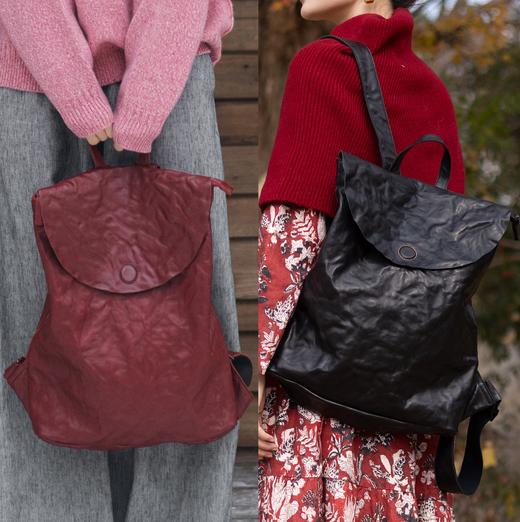 绽放/KSX010朵纯手工手揉牛皮斜跨磁吸翻盖包日常通勤大容量旅行 商品图0