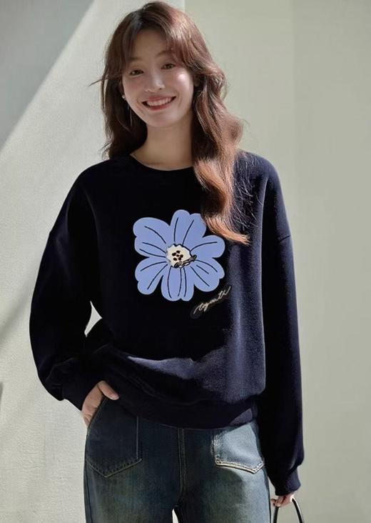 复古绿绒蒿毛巾绣加绒卫衣 商品图2