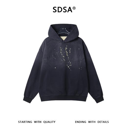 F7287SDSA男士秋冬新款痞帅男装潮牌高街渐变割破设计连帽卫衣宽松百搭 商品图1