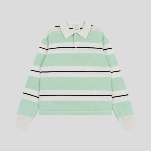 GOODBAI PALOMOVE 春夏新款撞色条纹宽松POLO领针织上衣女 商品图3