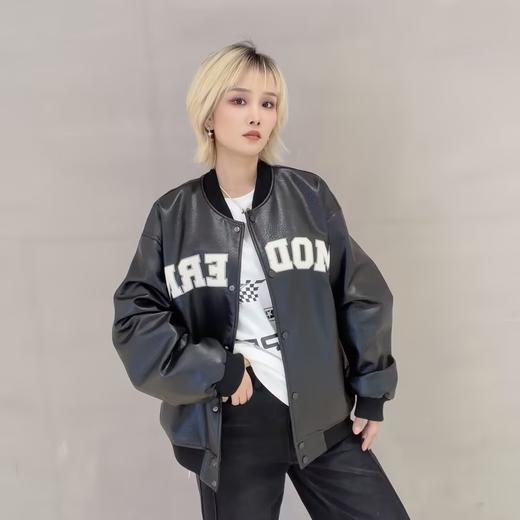 NC棒球领撞色字母夹棉皮外套51029（黑） 冬季 254030130321 商品图0