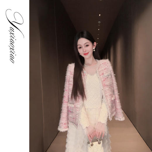 余潇潇【塞纳画廊】气质轻奢重工珠片编织小香风提花里布圆领外套 商品图3