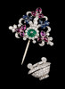 独角鹿西洋古董1930年代法国著名珠宝品牌Ostertag出品花篮造型18K白金镶嵌红宝石蓝宝石祖母绿及钻石胸针 商品缩略图3