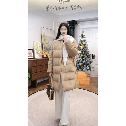 火桐hooton 铂金系列 圆领绵羊毛桑蚕丝95中长款鹅绒服 D35316 商品图2